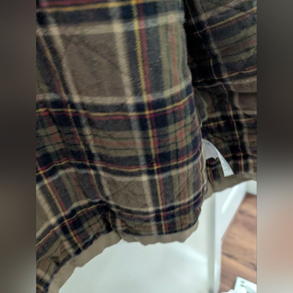Vintage 90s Lands End Barn Jacket XL Tan Canvas Plaid Lined Chore Coat Dadcore - Picture 8 of 16